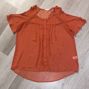 Blu Pepper Peek-a-Boo Sheer Button-Down Top